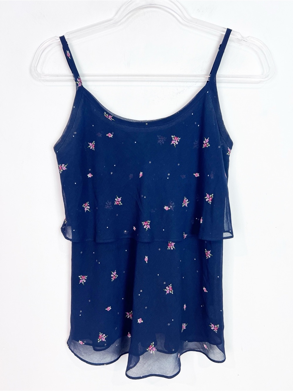 CABI NAVY BLUE RED ROSE PRINT SLEEVELESS TANK TOP STYLE 795 SZ XS